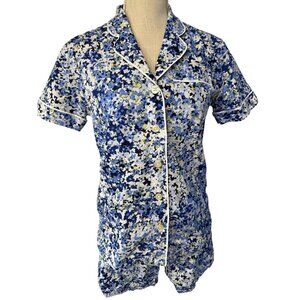 Brooks Brothers Womens XS Floral Blue & White Pajama Set